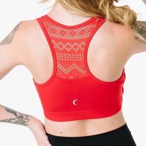 One More Rep Red Lace Back Sports Bra